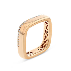 Diamond and Rose Gold Square Ring