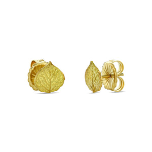 18k YG Aspen Leaf Earrings