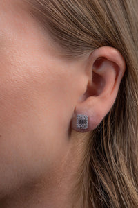 Emerald Cut Halo Studs