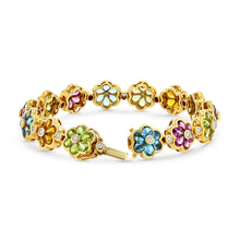 Gemstone and Diamond Flower Bracelet