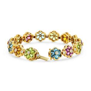 Gemstone and Diamond Flower Bracelet