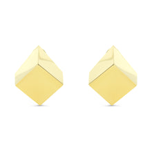 18k Yellow Gold Cube Earrings