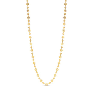 Opera Length 18k Yellow Gold Flower Necklace