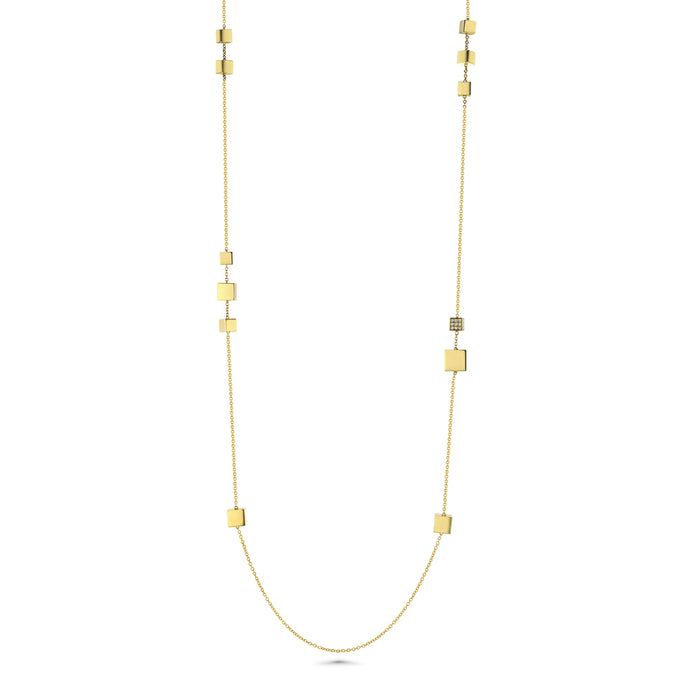 Gold & Diamond Block Necklace