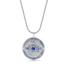 Blue Sapphire Evil Eye Medallion Necklace