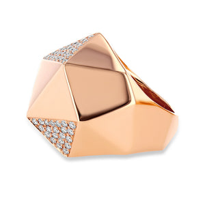 Geometric Diamond and 18k Rose Gold Ring